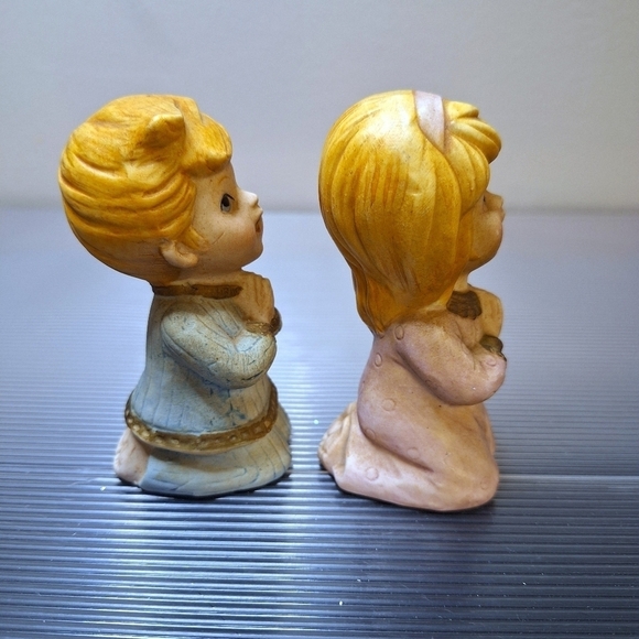 Homco Vintage Boy & Girl Blonde Hair Kneeling Praying Ceramic Figurine Decor - Picture 4 of 12